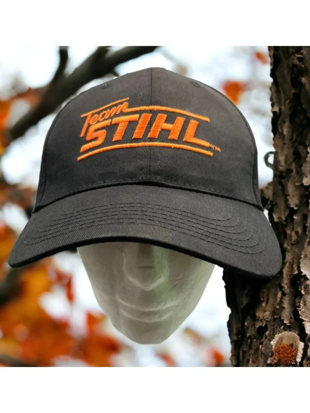Team Stihl Black Snapback Hat Orange Logo Baseball Cap Construction Tools